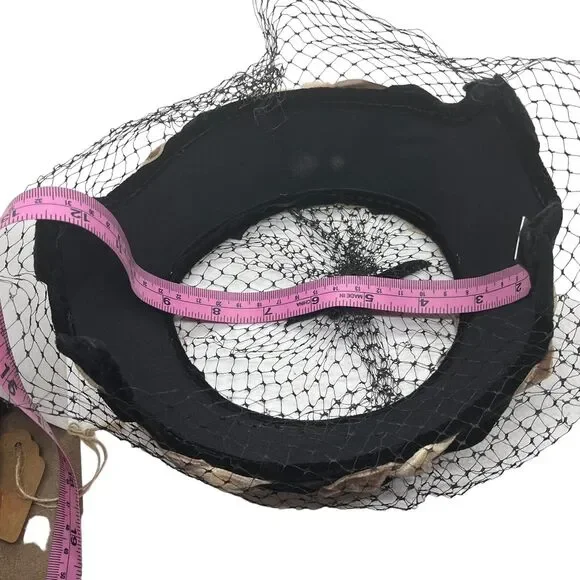 Cocktail Hat Vintage Velvet Ribbon Women's 50s Mesh Veil Open Top Retro Chic